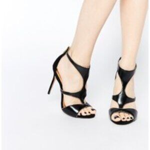 Ted Baker Black and Gold Sandal Heels